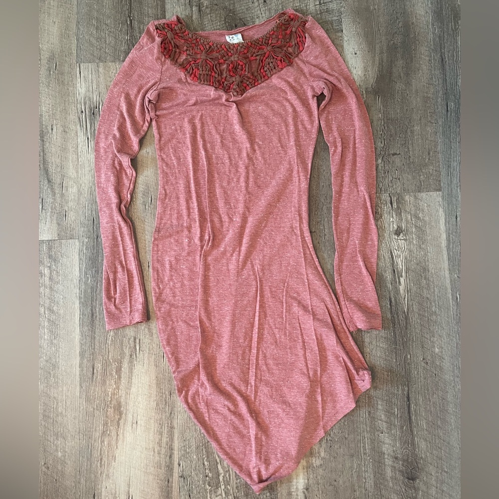 NWOT Free People Macrame Crochet Long Sleeve Body Con Dress